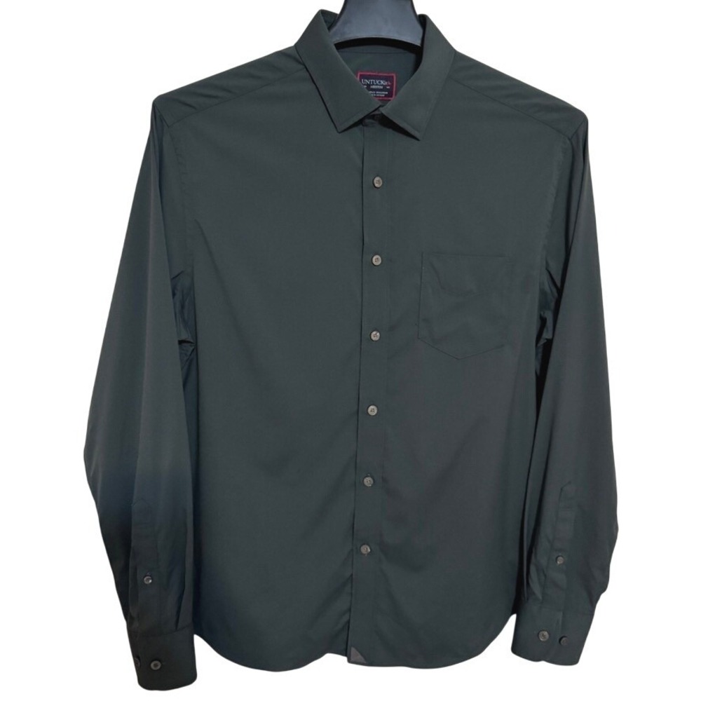 UNTUCKit‎ Button Down Dress Shirt Mens Medium Solid Charcoal Gray Casual Preppy